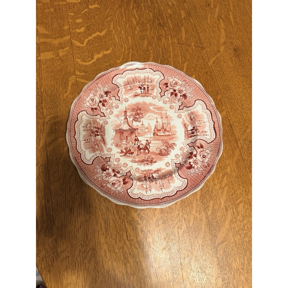 Antique Adams Palestine Red Transferware 10.25" Dinner Plate Excellent